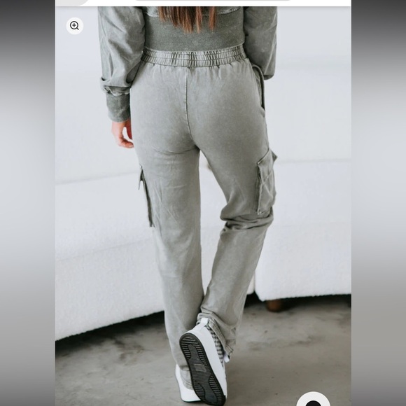 Lelis Collection Cargo Pants Pull On Charcoal Wide Leg Womens Size Large - Picture 2 of 12